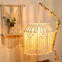 bohemian tassel lamp cover boho macrame lampshade chandelier shade hand woven cotton rope light cover homestay home light decor