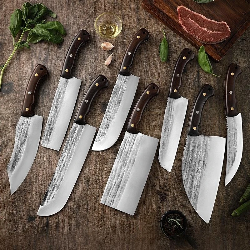 

Кухонный нож из нержавеющей стали с деревянной ручкой, острый нож для нарезки, нож для готовки, нож для резки овощей, мяса, японский поварской нож