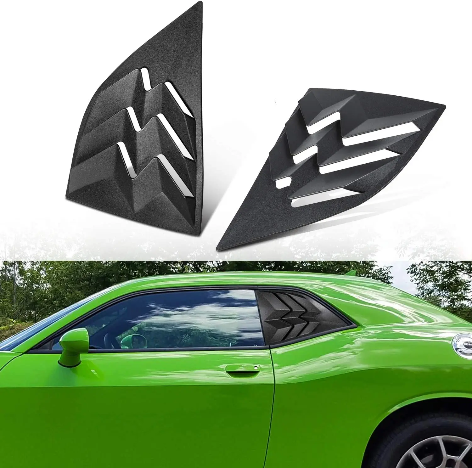 

2PCS Car Window Shade Louvers ABS Window Visor Cover Sun Rain Shade Vent for 2008-2019 Dodge Challenger Car Sun Shade