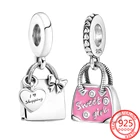 Женская подвеска-бант из серебра 2021 пробы с надписью I love Shopping Bag