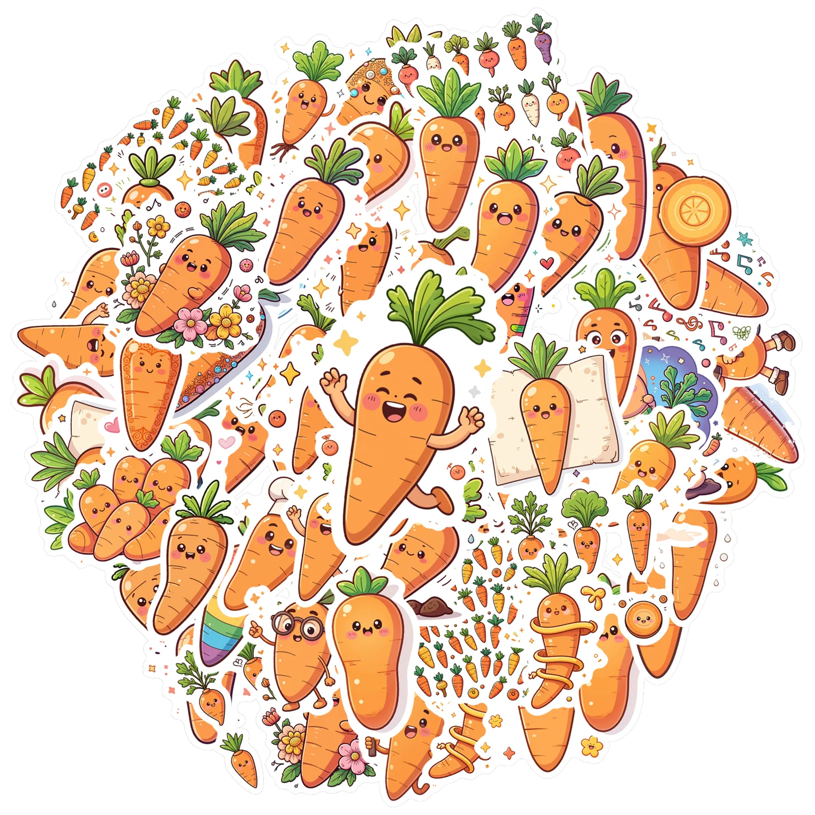 

35 шт.-70 шт., наклейки с мультяшной морковью, игривые наклейки с овощами, наклейки «сделай сам», для ноутбука, багажа, скрапбукинга, дневника