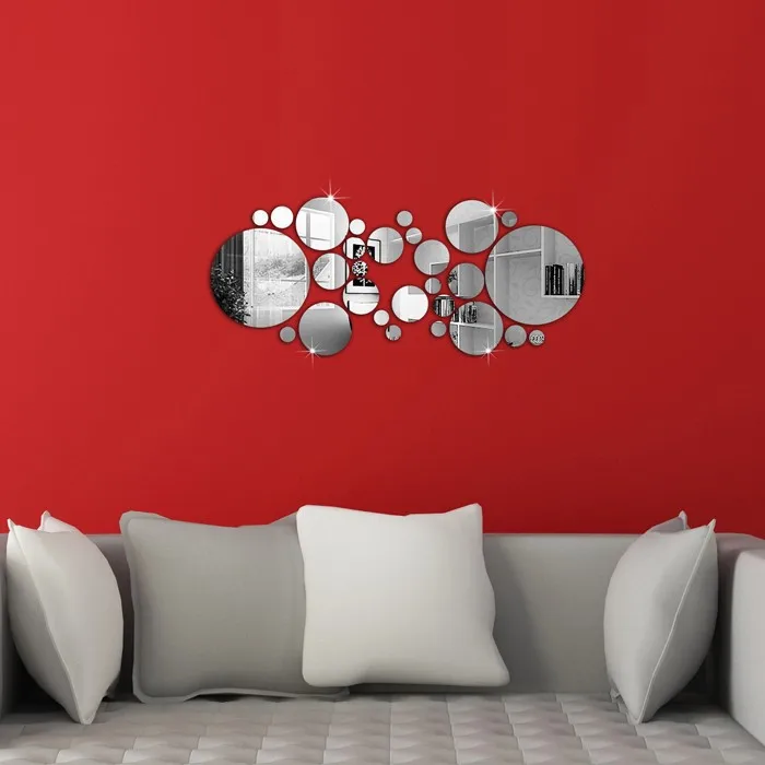 

3D Mirror Wall Sticker Round Mirror DIY TV Background Room Stickers Wall Festival Decoration Bedroom Bathroom Home Decor Mirror