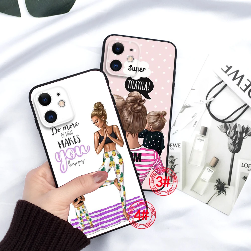 WSY16 Мягкий чехол Cute Cartoon Baby Mom для Xiaomi Mi A1 A2 A3 9T Pro Poco F1 F2 F3 GT M2 M3 M4 M5 C40 X2 X3 NFC X4 pro