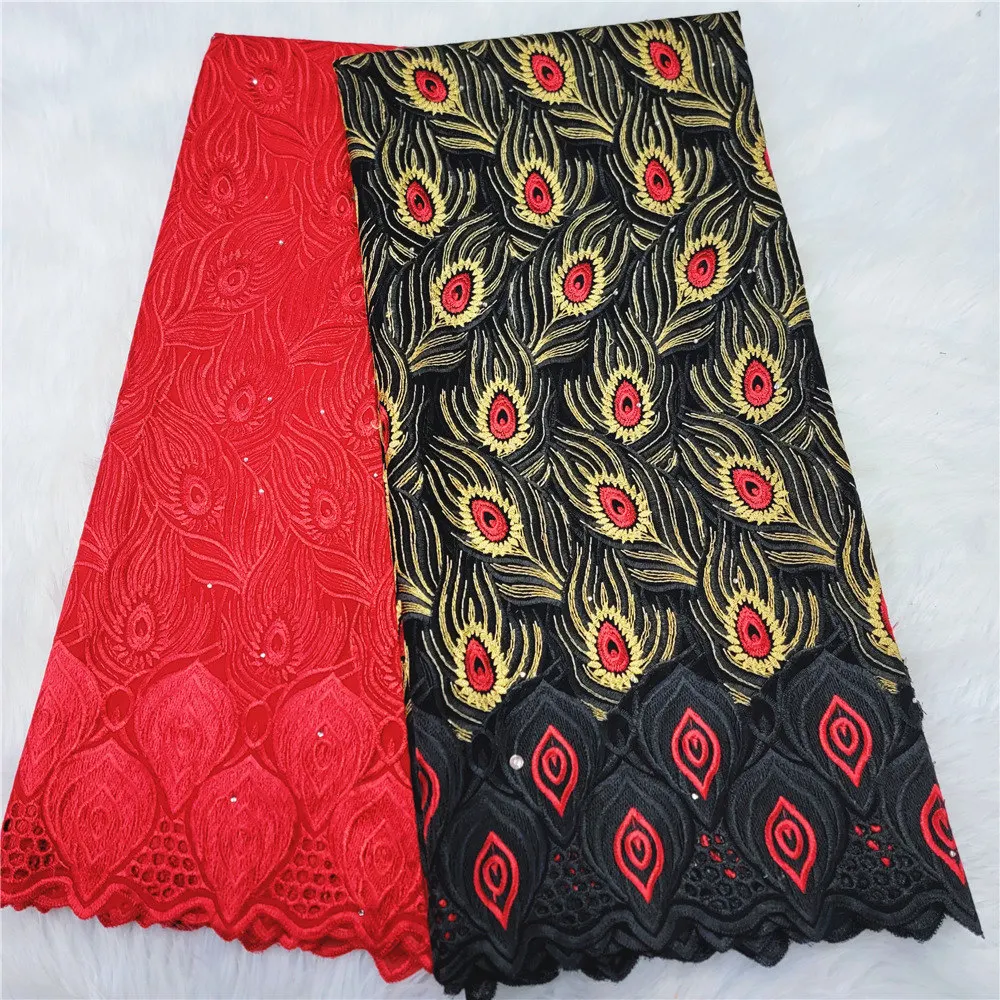 

100% Cotton fabric High Quality Textured Swiss Voile Lace In Switzerland Embroidered 2.5+2.5 Yards Heavy African Dress S1017
