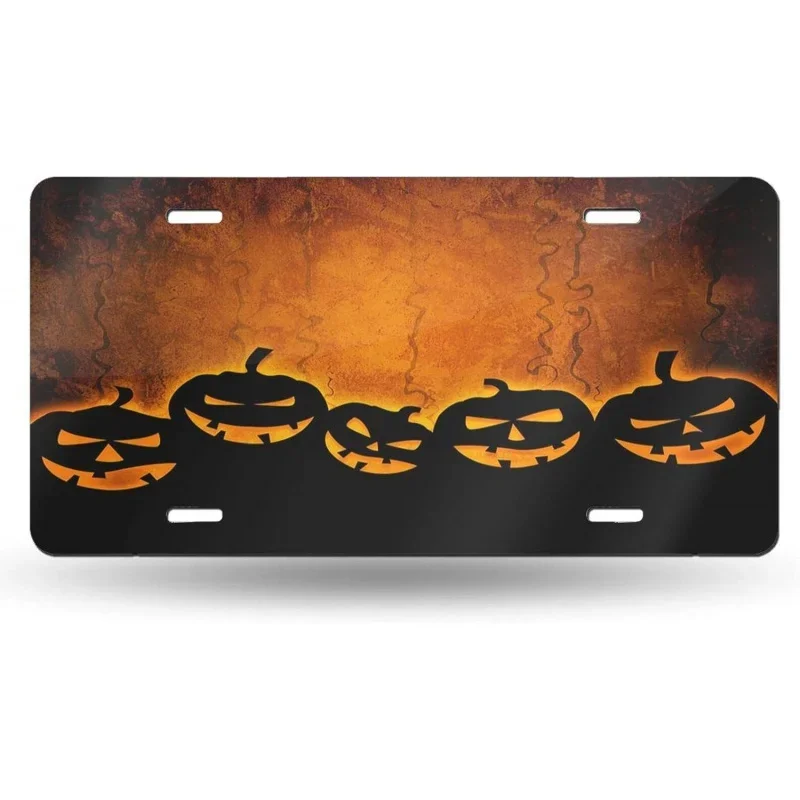 

Подставка для номерного знака в виде тыквы на Хэллоуин, декоративная Новинка, автомобильный номерной знак, металлический алюминиевый металлический шкафчик, 12x6 дюймов, домашний Настенный декор