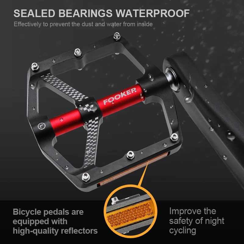 Велосипедные педали Fooker ультралегкие Нескользящие с 3 подшипниками ЧПУ для