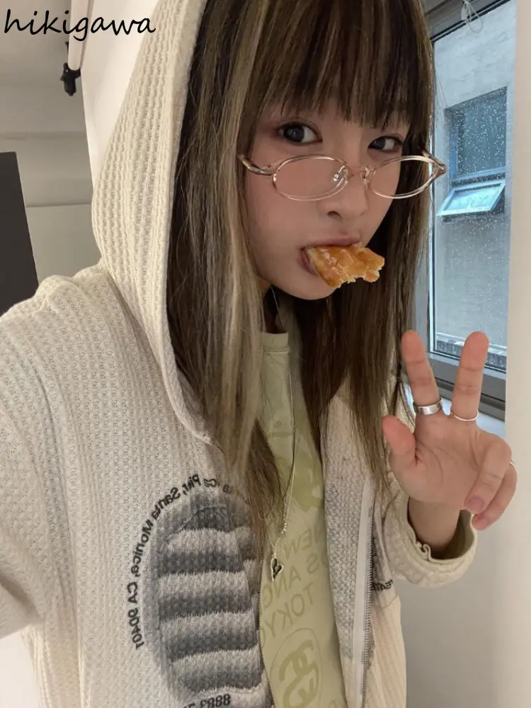 Y2k топы толстовки женские пальто с капюшоном принтом модный кардиган женская