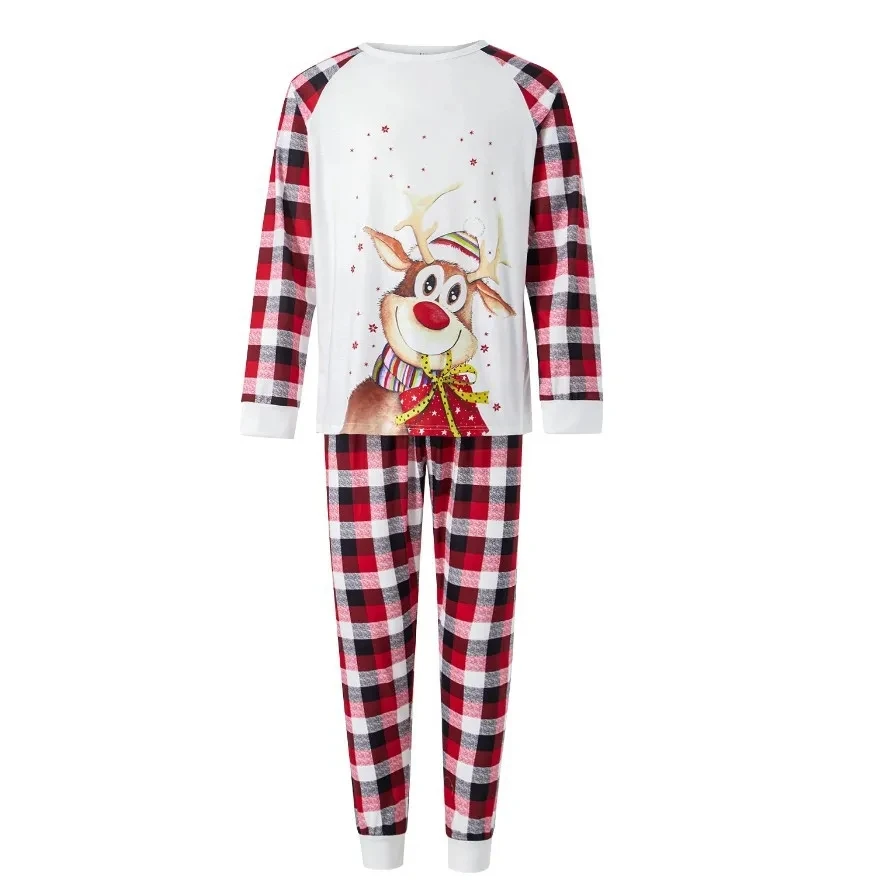 

Mommy Daughter Mother Kids Cartoon Deer Print Plaid Christmas Pajamas Xmas Pjs Couples Family Matching Long Sleeve 2023 New