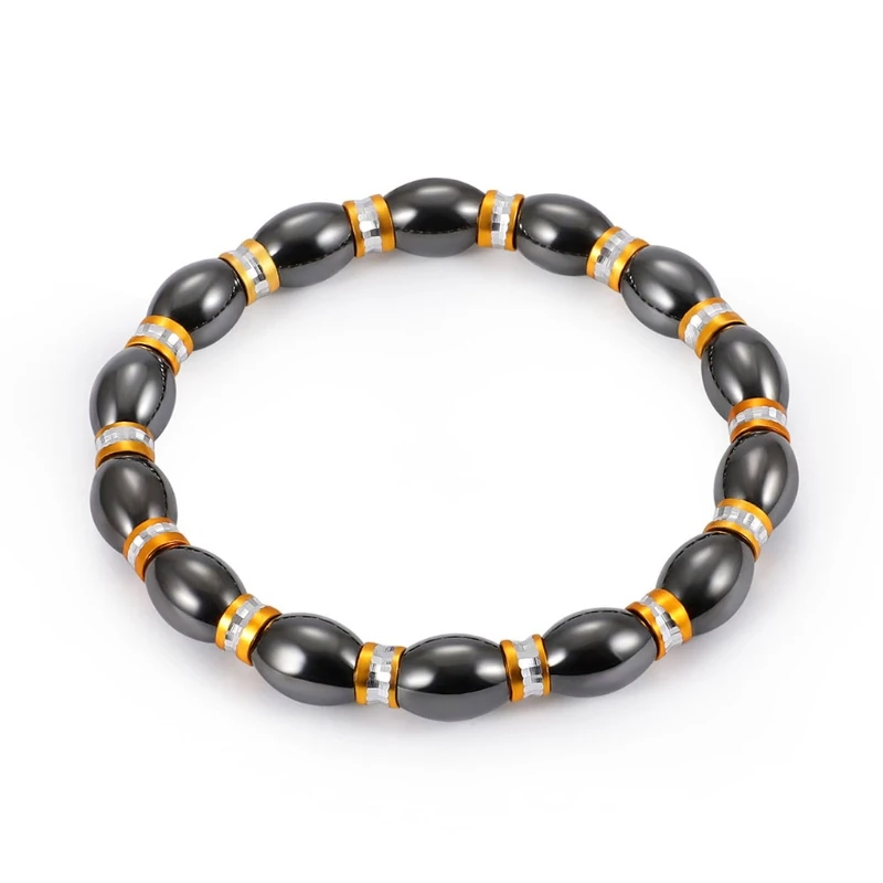 

Cool Bracelet Alloy Hematite Stone Therapy for Health Care Bangle Unise