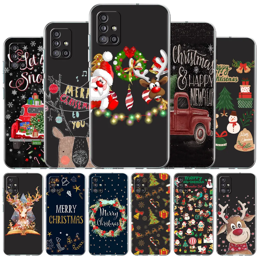 

Elk Snow Christmas Case for Samsung Galaxy A52 4G 5G A51 A12 A32 A21s A22 A31 A50 A71 A53 A23 A13 A72 A41 A20e A02s Cover