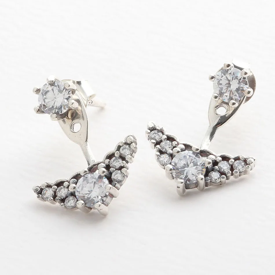 

Pave Fairytale with Crystal Stud Earring For Women Authentic S925 Sterling Silver Jewelry Lady Girl Birthday Gift Clear CZ