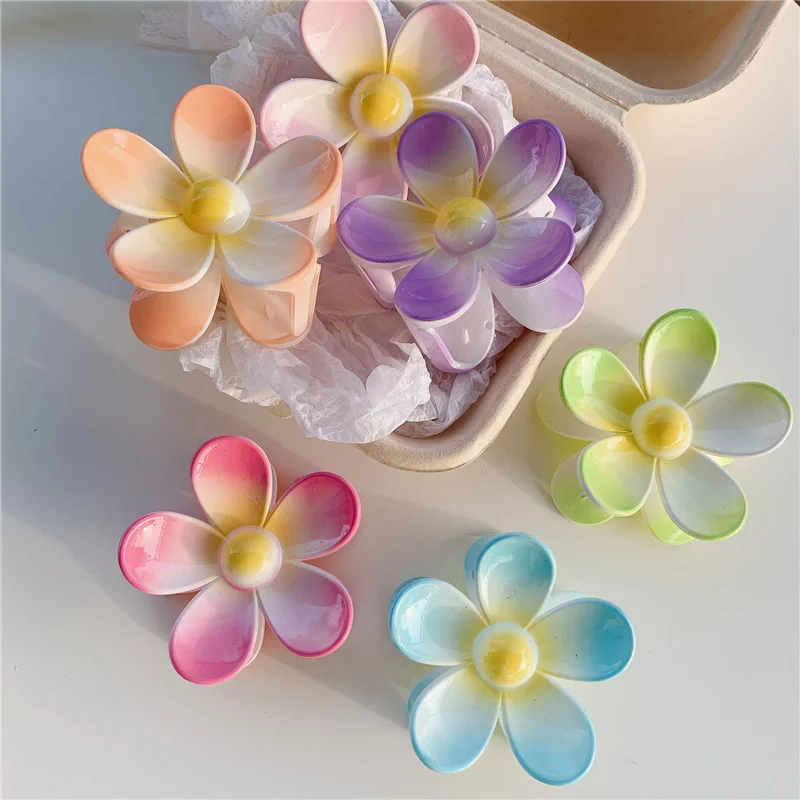 

New Flower Hair Claw Clips Floral Geometric Large Clamps Grab Ponytail Shark Clip Ins Sweet Korean Girls Women Hair Accessories