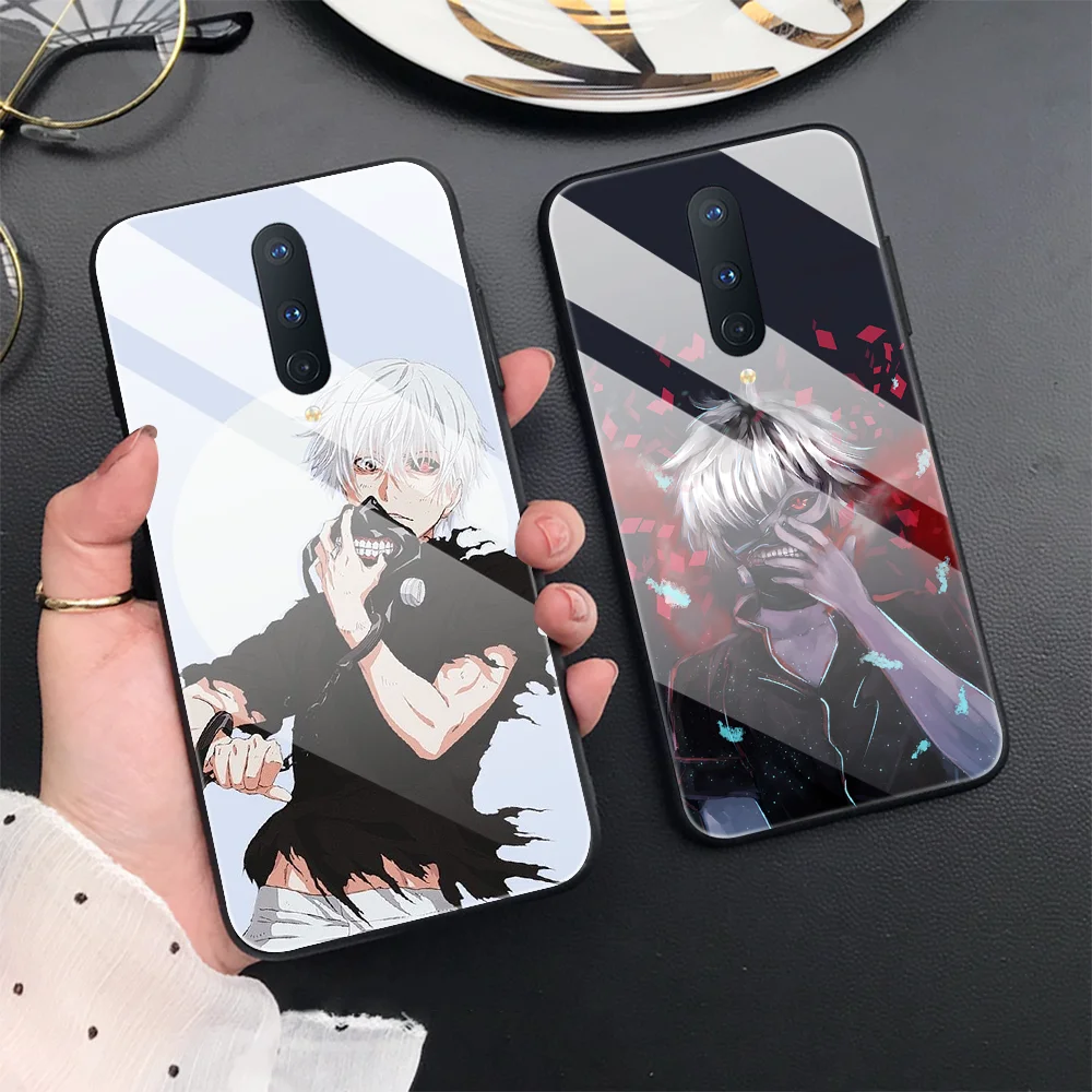 

Luxury Tempered Glass Phone Case for Oneplus 9 Pro 8 8T 7 7T 9R Nord N100 10 9RT 5G Japanese Anime Tokyo Ghoul Back Covers Coque