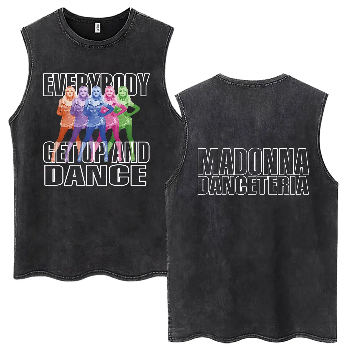 Фото Футболка-жилет унисекс оверсайз с принтом Madonna CONFESSIONS II Album Tour 2026, винтажная, с эффектом потертости, модная, свободная, повседневная, из хлопка №4
