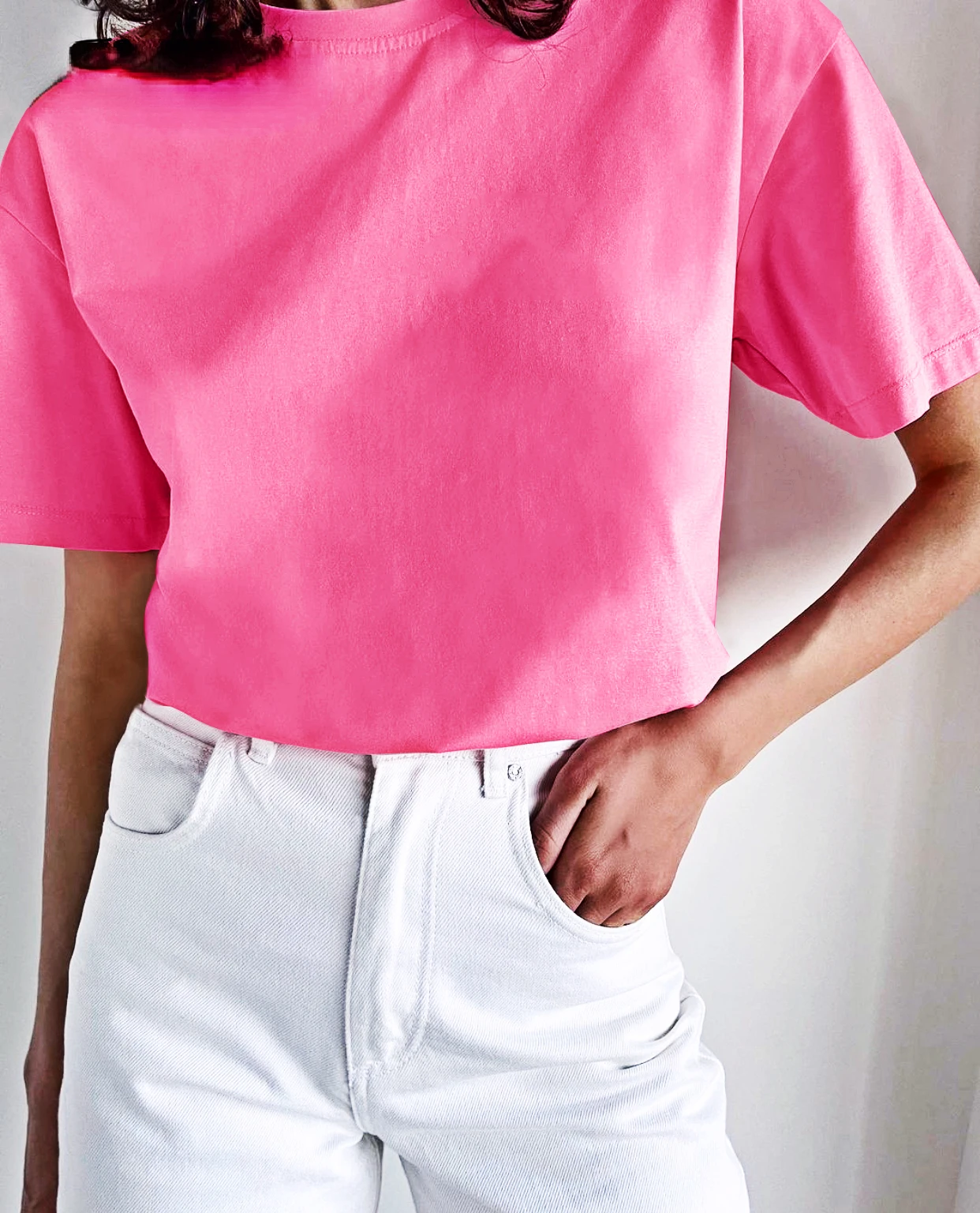 

Cotton t Shirt Women 2022 Summer New Loose Solid Tees 19 Color Casual Loose Tshirt Oversized o Neck Female Topswomen T-shirt