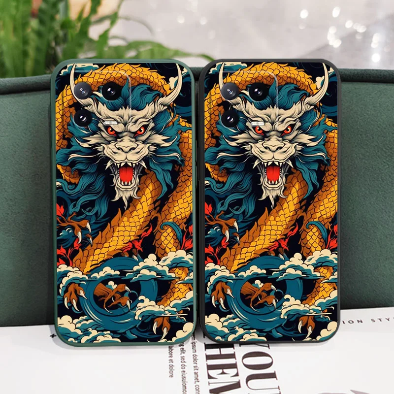 Чехол для телефона Spirit Dragon жидкий силиконовый чехол Xiaomi Mi 14 13 13T 12 12X 12T 12S 11 11T Ultra 10