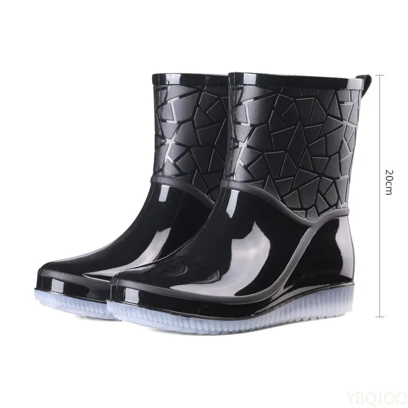 

Rain Boots Women Waterproof Kitchen Car Wash Work Non-slip Mid-Calf Water Boots Antiskid Wear-Resistant Thickened Women Shoes