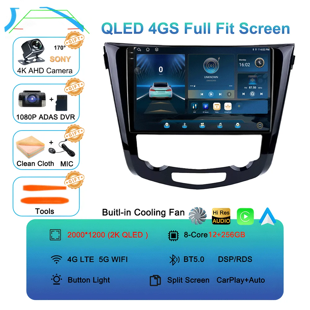 

Автомобильное радио Android 15 Carplay для Nissan X-Trail Xtrail 3 T32 2013-2017 GPS Мультимедийный видеоплеер Стерео WIFI + 4G BT DSP