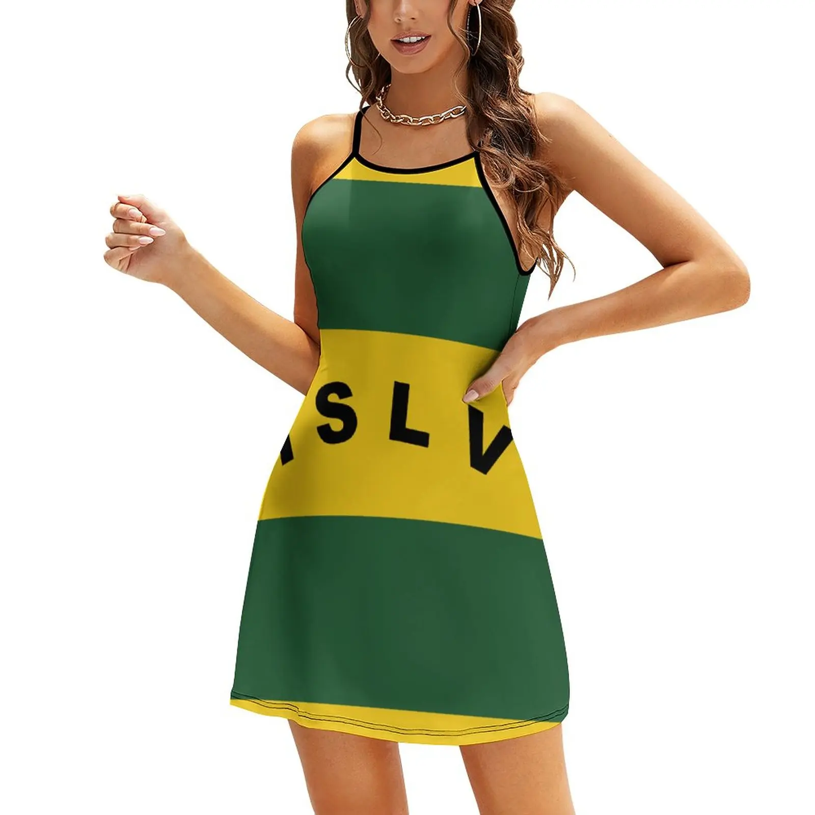 

Unofficial Flag of The Leeward Islands (Society Islands) Women's Sling Dress Novelty Suspender Dress Novelty Exotic Woman's Go