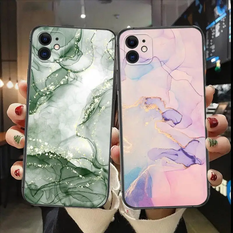 

Marbling Luxury Fashion TPU Phone Case for IPhone 14 13 12 11 Pro Max Mini SE XR X XS Max 8Plus 7plus 6 6S Black Phone Cover
