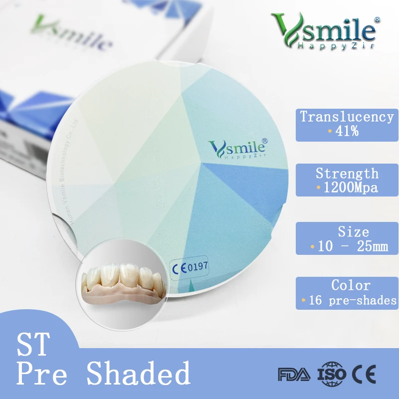 

95mm Dental Material ST Pre Shaded zirconia Prettau Block For Prettau Bridge Full Crown With Zirkonzahn CADCAM System