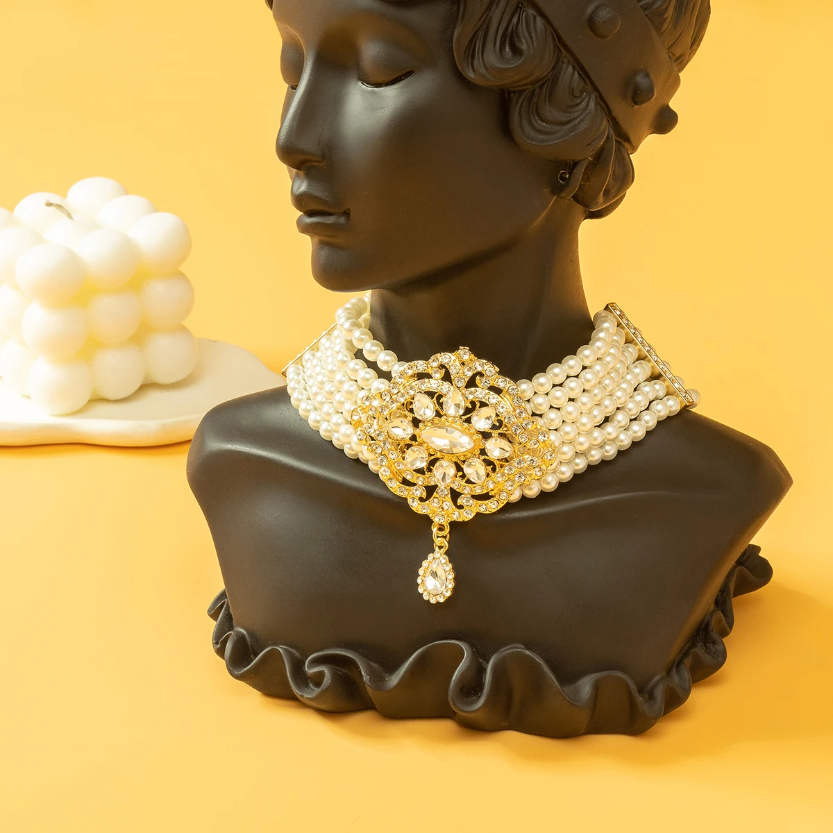 Жемчужное ожерелье для невесты ручной работы золотой цвет кулон вырез узор