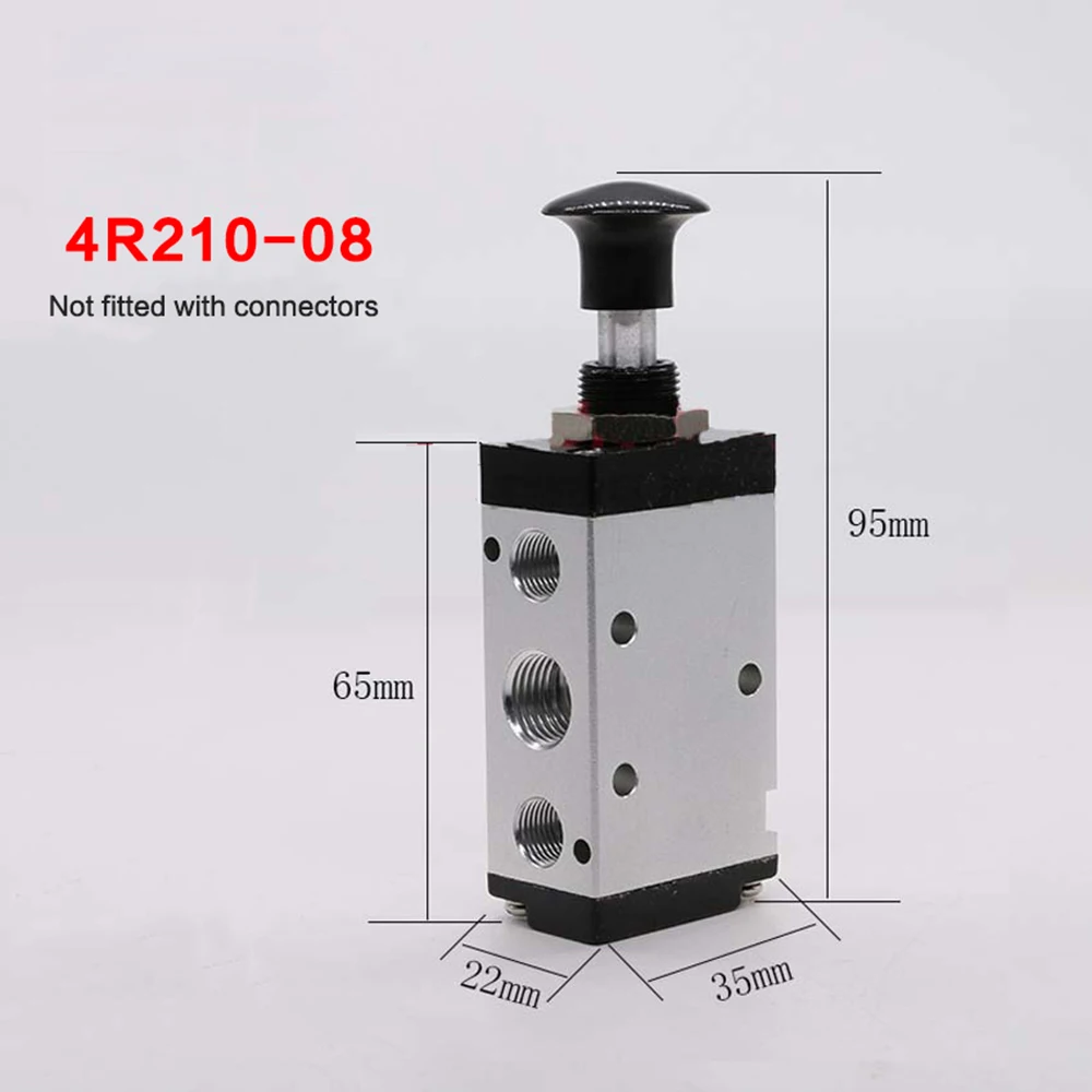 

Brass 4R210-08/ 4L210-08 Push Pull Pneumatic Valve 5 Ways 2 Pos 1/4" BSPT & Connector Silencer With 3Pcs Male Connector
