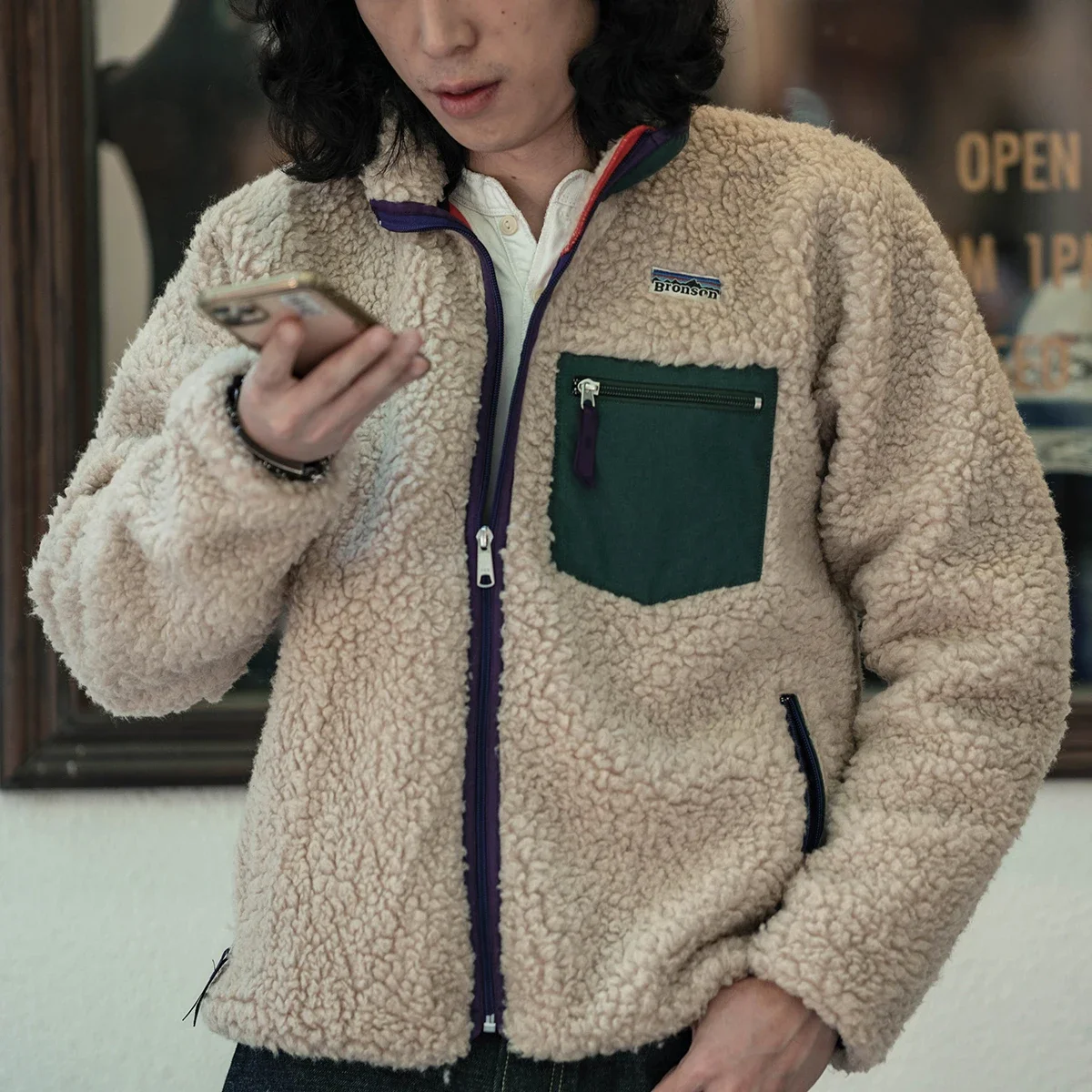 Классическая мужская флисовая куртка Bronson в стиле ретро винтажном теплая