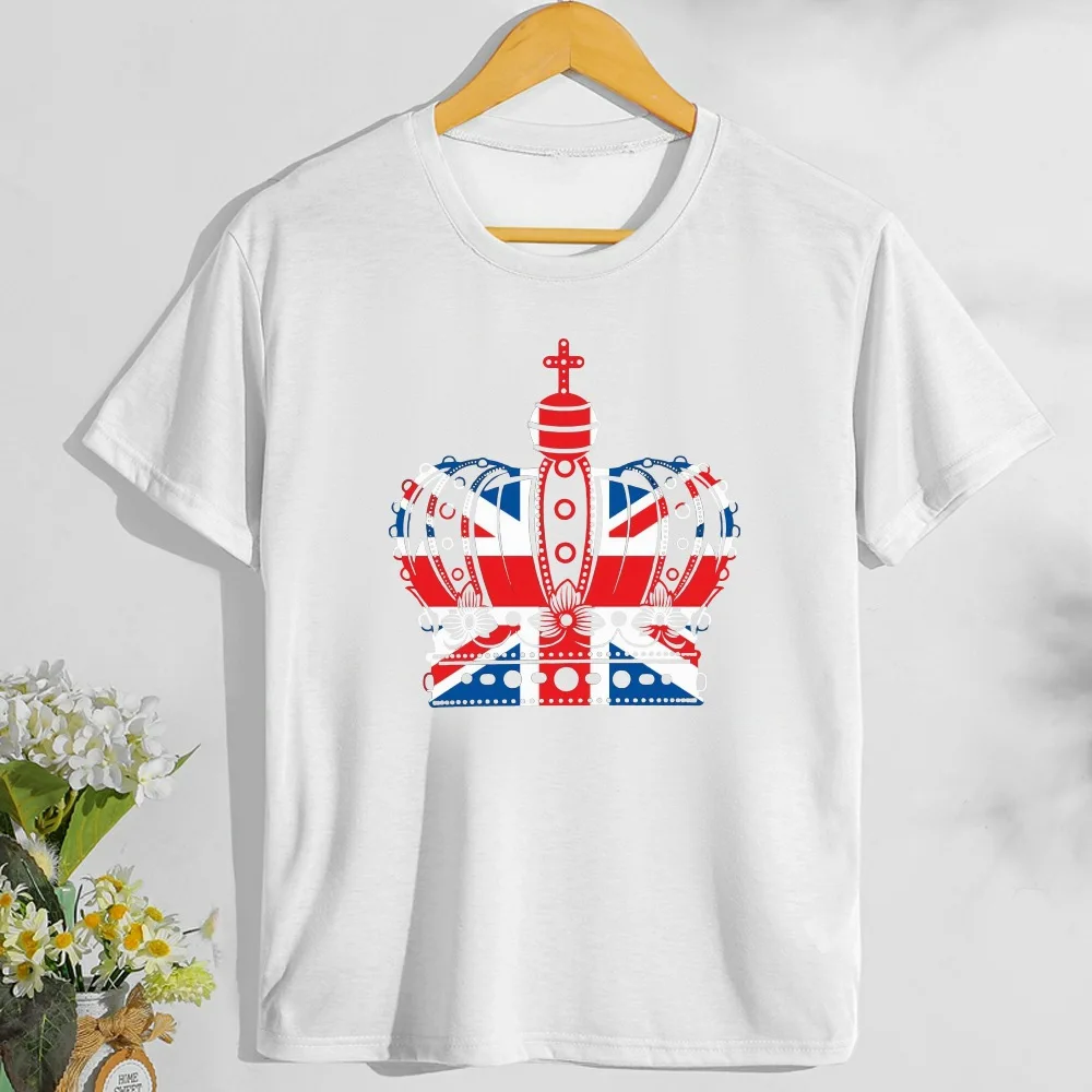 Женская футболка с принтом 70-го британского флага и короны свободная женская