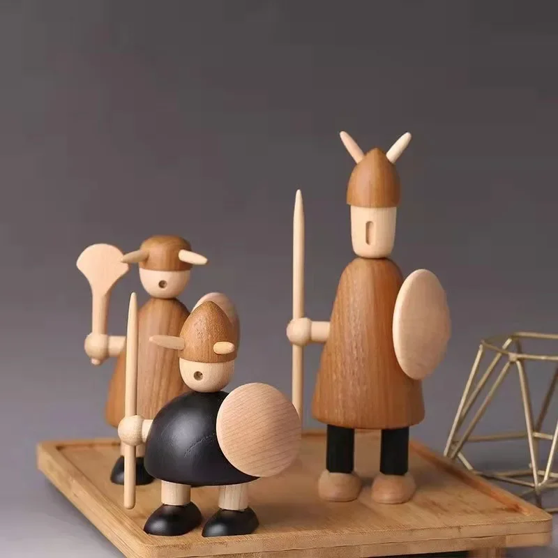 Креативные деревянные украшения для статуй викингов кукольные фигурки солдат в