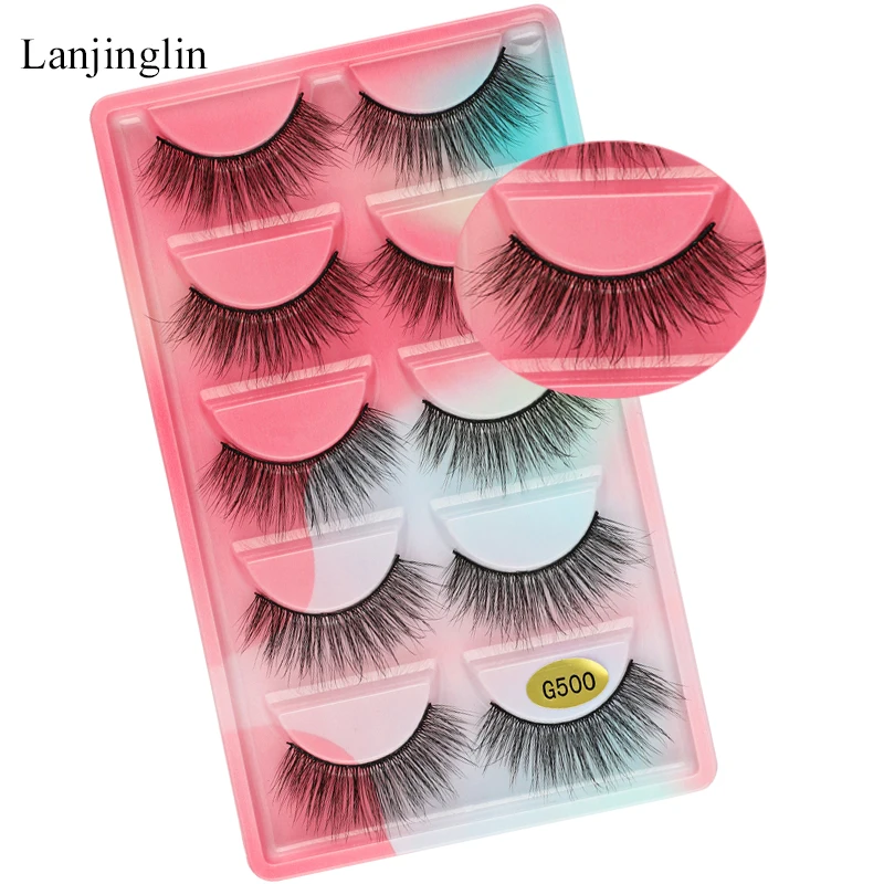 

5 Pairs False Eyelashes Natural Long Dramatic Faux Cils Makeup Tools Wholesale Fake Eyelash Extension maquiagem 3D Mink Lashes