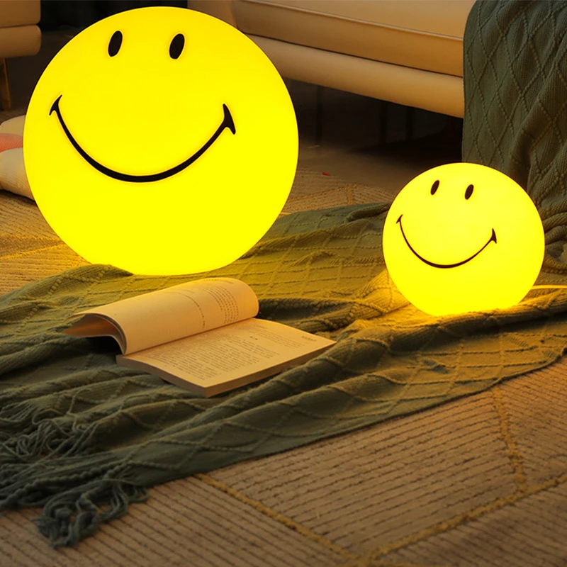 

Simple Smile Face Led Night Lights USB Rechargeable PE Night Lamp Children's Room Eye Protection Bedroom Bedside Decor Desk Lamp