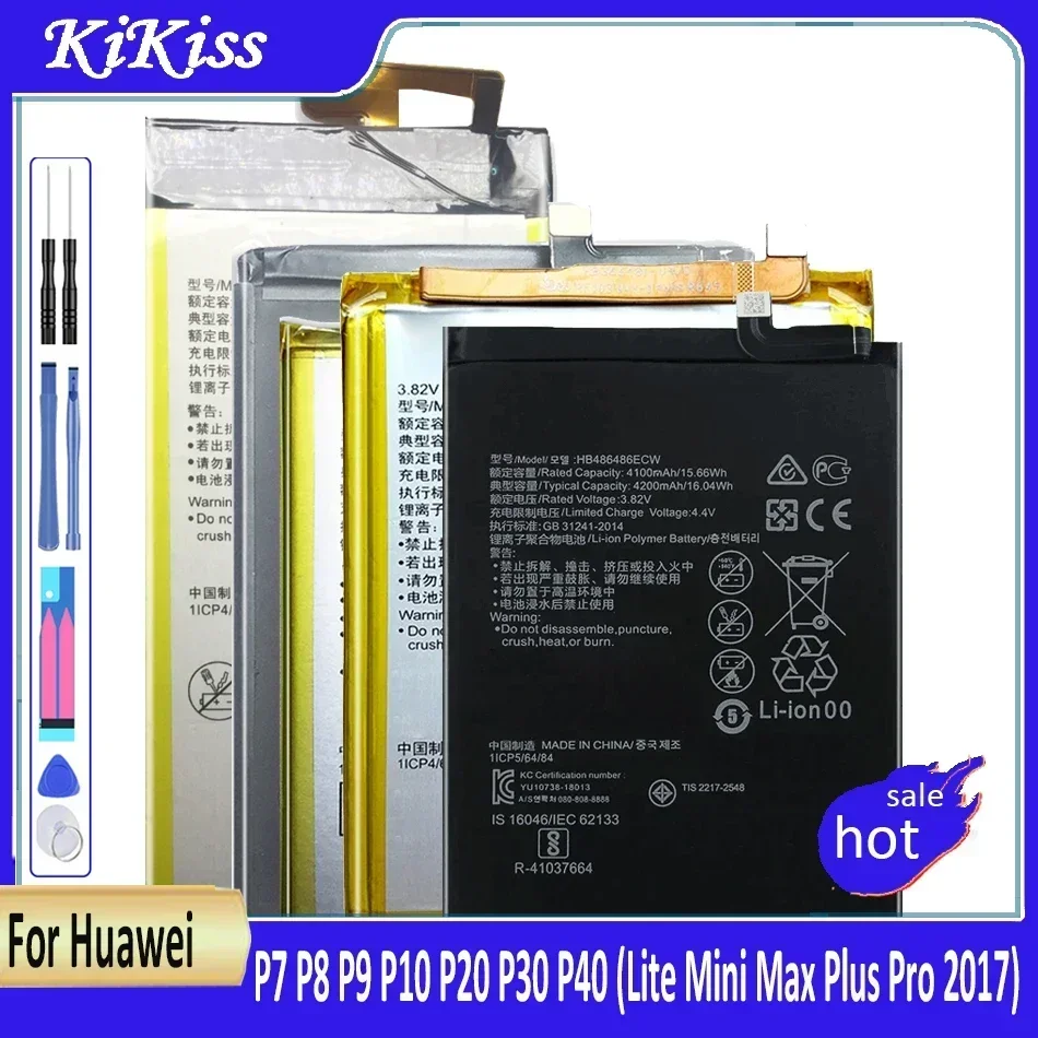 Аккумулятор для Huawei P7 P8 P9 P10 P20 P30 P40 Lite Mini Max Plus Pro 2017 G9 Y5 Prime 2018 2019 Y6II Y7 Y9 HB 416683 ЭКР