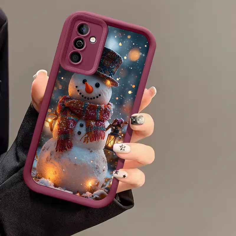 Фото Зимний рождественский чехол для телефона с милым узором снеговика для Samsung Galaxy S25 S24 FE S23 S22 S21 Plus Note 20 Ultra 5G Soft Cover Y2K №5