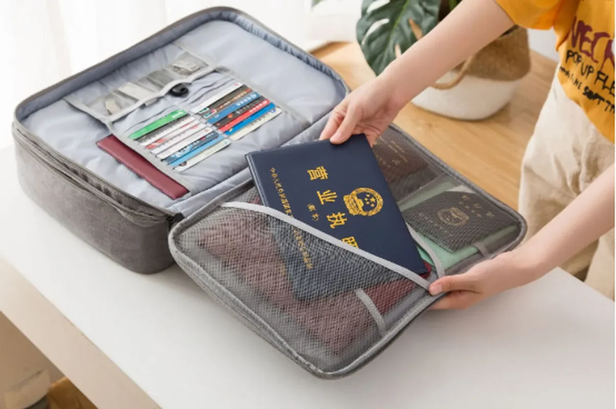 Capacity Multi-layer Document Tickets Storage Bag Certificate File Organizer Case Home Travel Passport Cards Bag with Lock