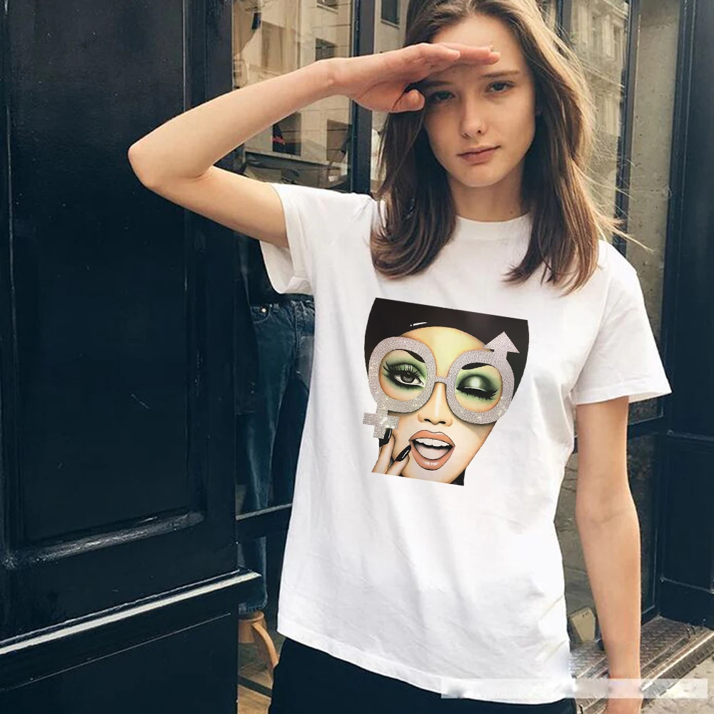 

Модная женская забавная Футболка с принтом, топы, женская летняя модная футболка в стиле Харадзюку, топы, базовая белая короткая футболка с круглым вырезом для девочек