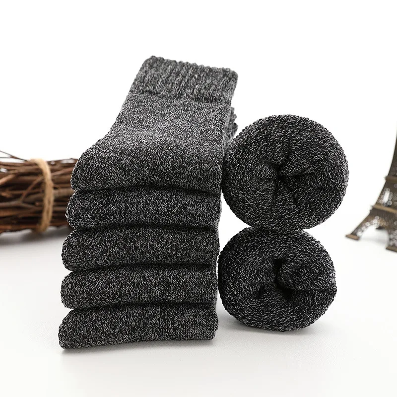 5 Pairs Thicken Wool Socks Men High Quality Heated Towel Terry Keep Warm Winter Socks For Man Thermal Socks Cotton Size 38-45