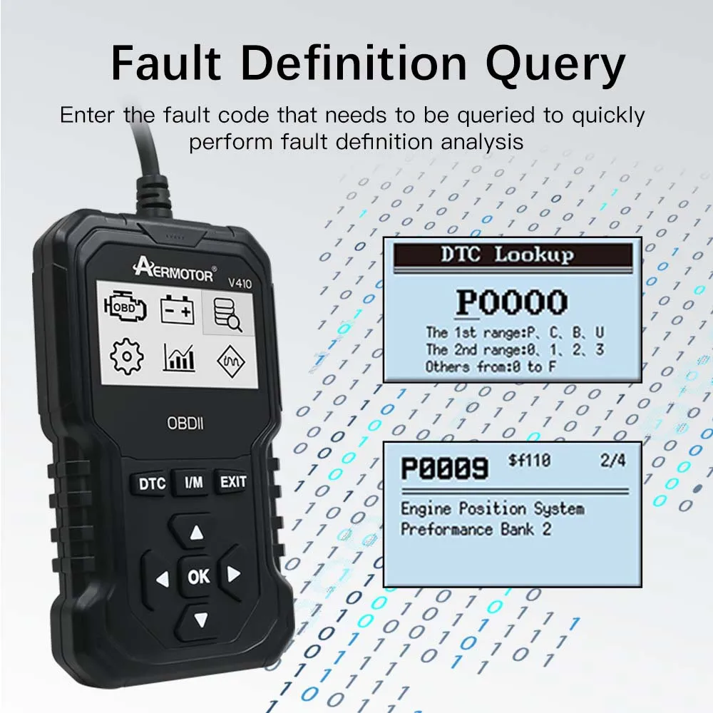 Автомобильный сканер AERMOTOR V410 OBD2 с поддержкой 9 протоколов считыватель кодов