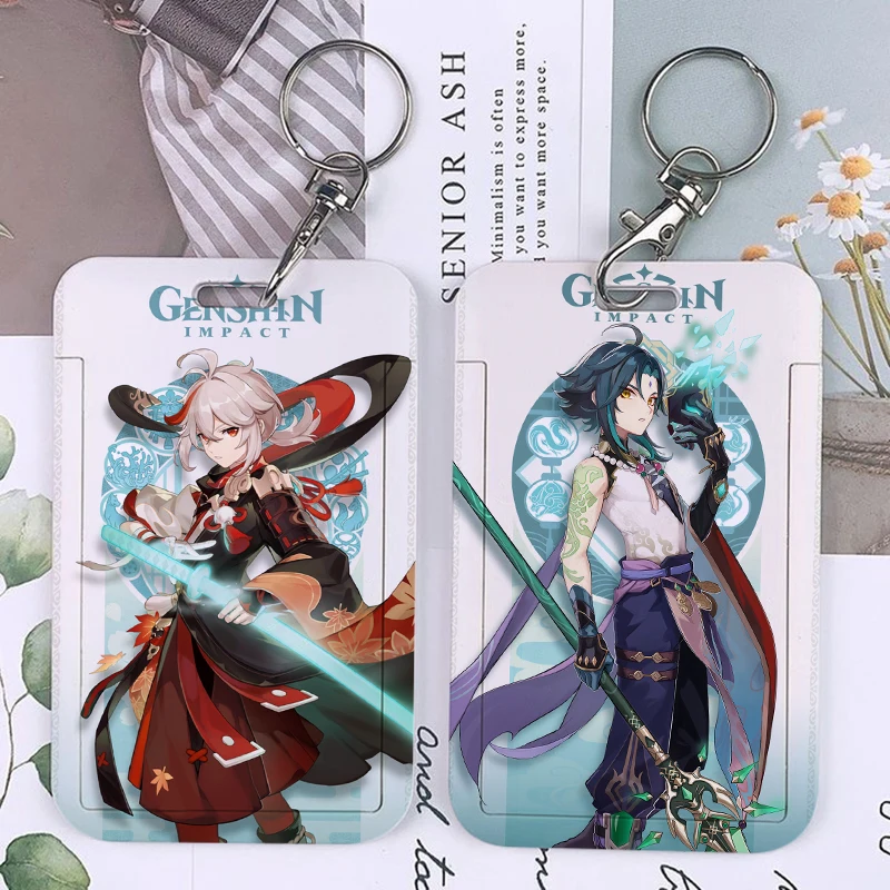 

Game Genshin Impact Student Card Holder Anemo Kazuha Xiao Keychains Badge Business Bank Bus ID Credit Cards Holders Keychain