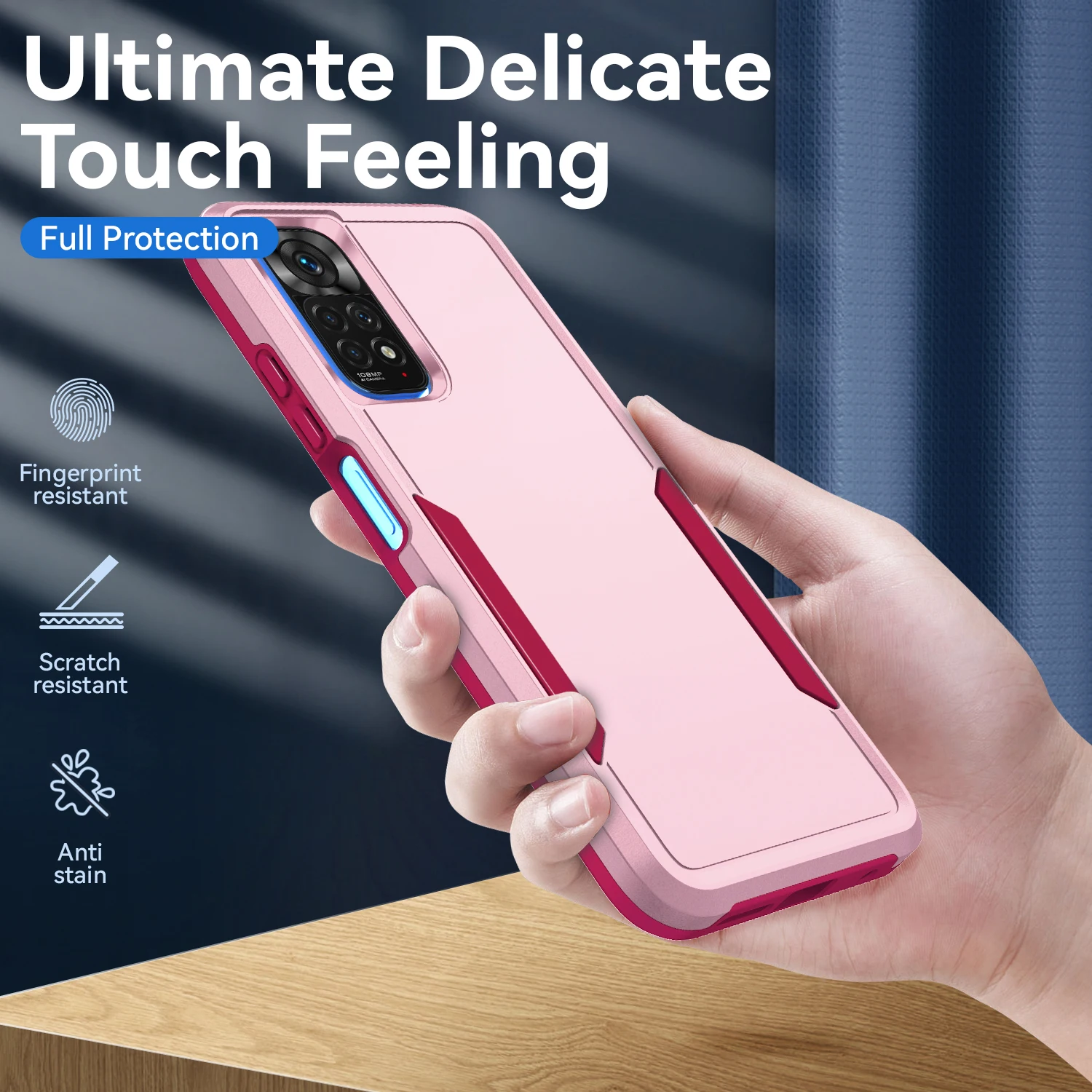 

Anti-Fingerprint Matte Feeling Armor Case for Xiaomi Redmi Note 11S 11 S 4G Red Mi Note11s Note11 Shockproof Back Cover