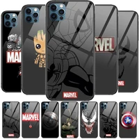 iron man spiderman glass case for iphone 13 12 11 pro max 12pro xs max xr x 7 8 plus se 2020 mini case tempered back cover