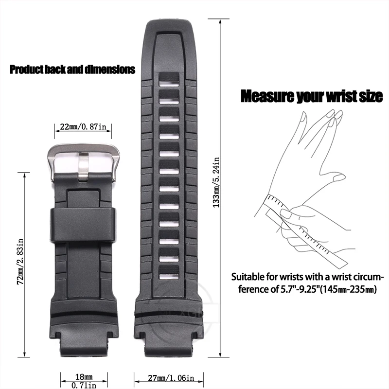 Resin Watch Band Strap Suitable for Casio ProTrek PRG-260 270 550 PRW3500 2500 5100 Mens Rubber Sports Waterproof Buckle