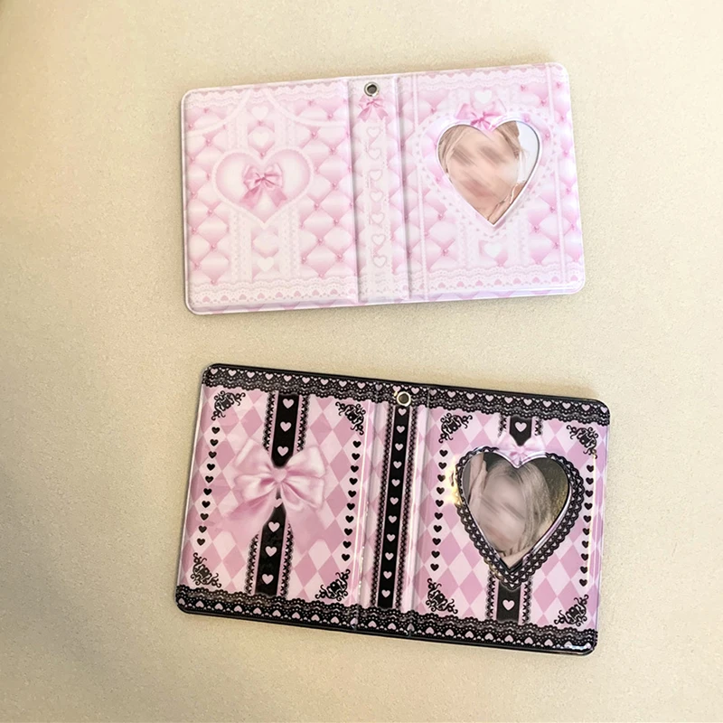 

INS Pink Black lace plaid Photo Album Korea Idol Star Chasing binder photocard holder 3 Inch Collect Book Album