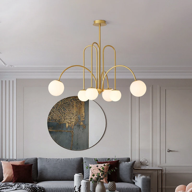 Nordic Gold LED Chandelier Pendant Lamp For Living Dining Room Kitchen Bedroom Study Hanging Light Fixtures Modern Chandelier