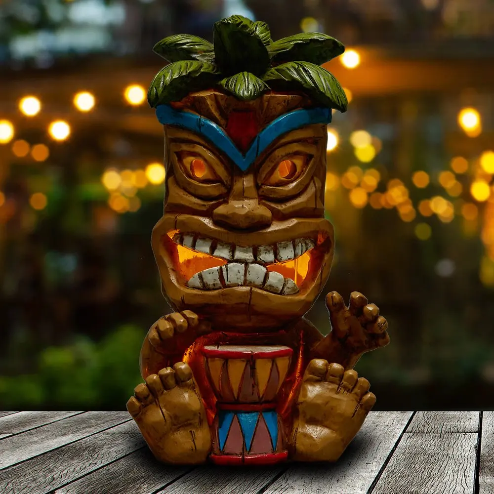 

Solar Lights Outdoor Garden Decor- Easter Garden Statues and Tiki Figurines for Bar Patio Lawn Yard Decorations | Auto On/Off &