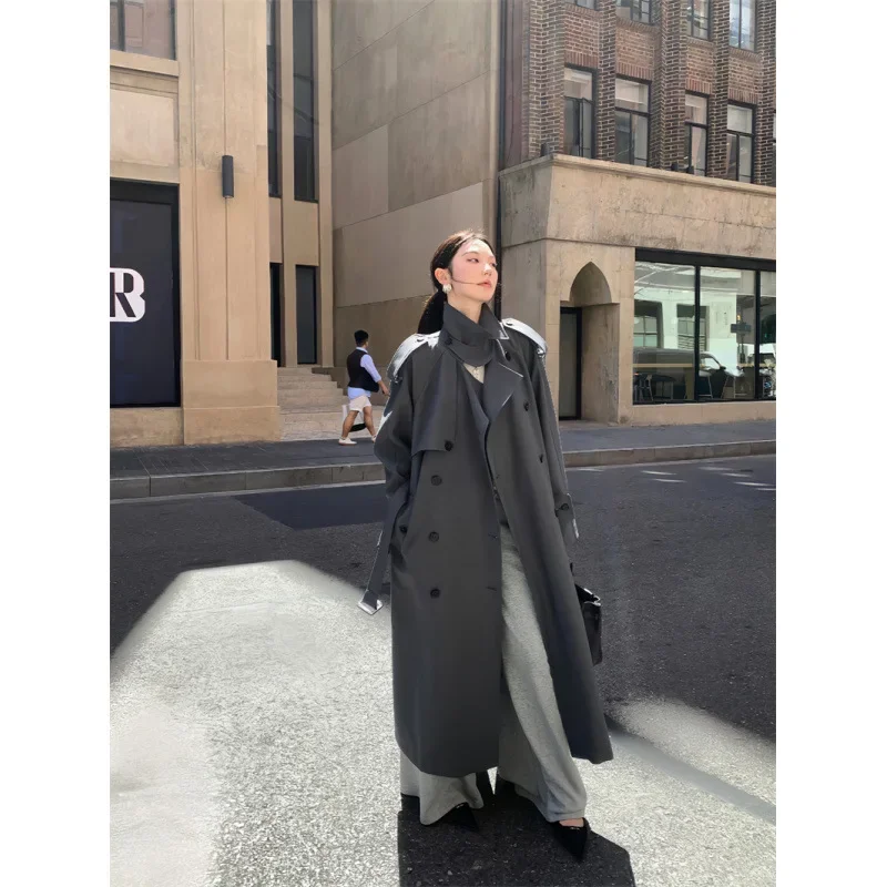 SuperAen 202 осенний новый английский стиль дизайн двубортный плащ с отложным