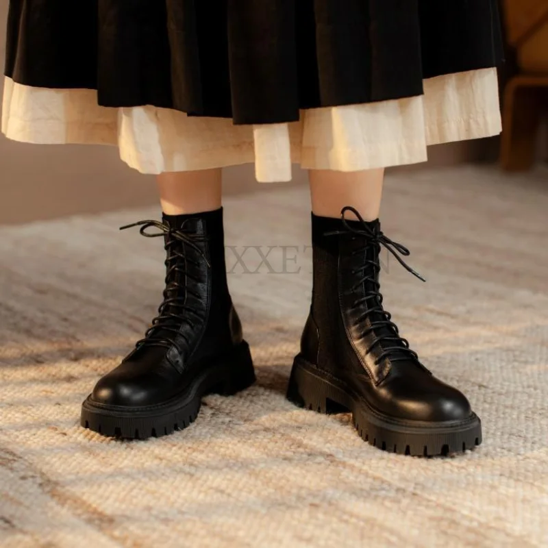 Autumn Design Heel Ankle Boot Fashion Square Toe Zipper Ladies Casual Chelsea Boots Shoes Soft Leather Short Boot