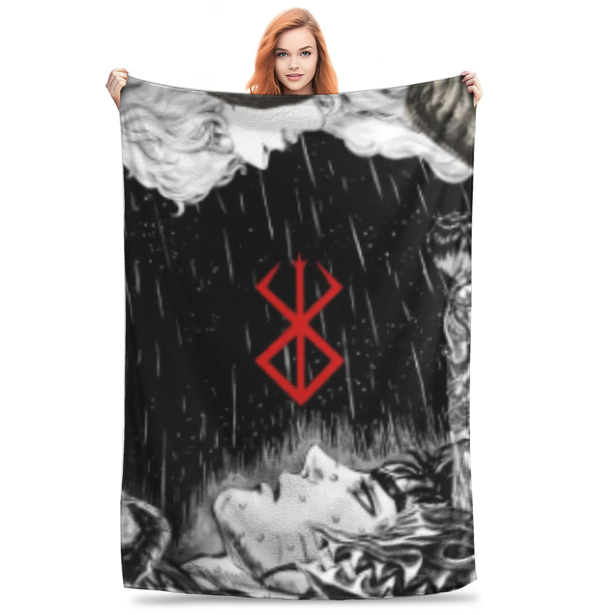 Японское одеяло для дивана с аниме-рисунком берсик мягкое плюшевое 50x60 дюймов