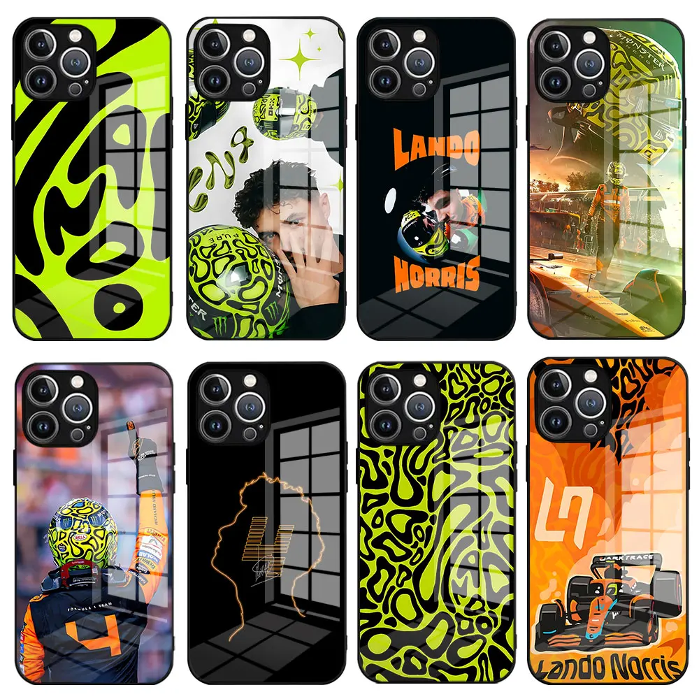 Formula 1 F1 L-Landos N-Norris Phone Case For iPhone 16 15 14 13 12 Mini 11 Pro XS Max XR X SE 20 8 7 Plus Glass Soft Back Cover