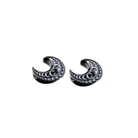 leosoxs 1 pair new hollow moon round saddle ear gauges piercing body jewelry stainless steel ear tunnels plugs expanders 8 25mm